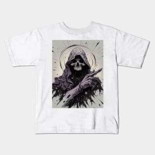 Monochrome Illustration of Skull Kids T-Shirt